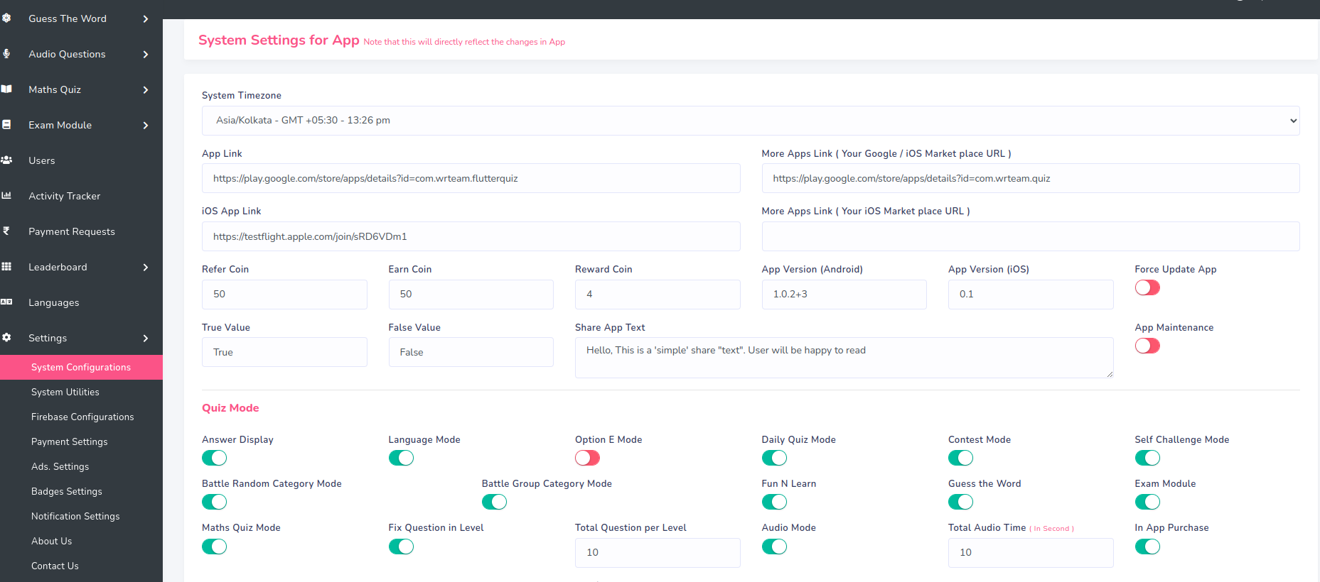 System Configurations